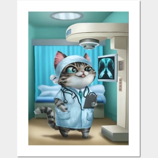 Cute radiologist cat Posters and Art